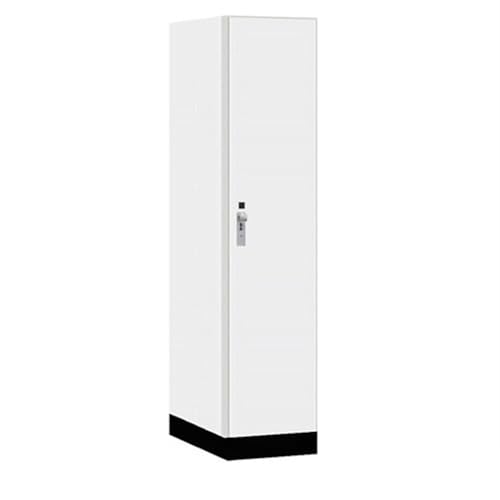Salsbury 18 Wide Premier Wood Locker-Single Tier-1 Wide-6 Feet High-24” Deep-Arctic White-Silver Hasps