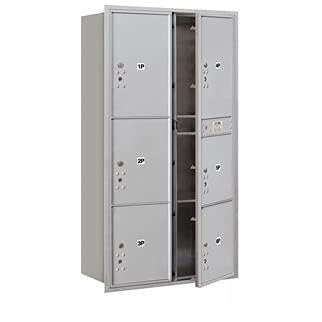 Maximum Height Recessed Mounted 4C Horizontal Parcel Locker with 6 Parcel Lockers in Aluminum with Private Access - Front Loading