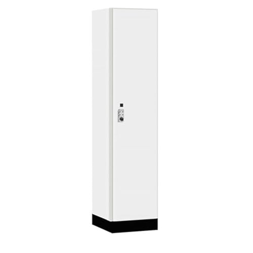 Salsbury 18 Wide Premier Wood Locker-Single Tier-1 Wide-6 Feet High-18” Deep-Arctic White-Silver Resettable Combination Locks