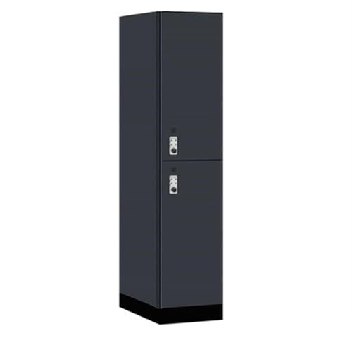 Salsbury 18 Wide Premier Wood Locker-Double Tier-1 Wide-6 Feet High-24” Deep-Carbon Mesh-Silver Resettable Combination Locks