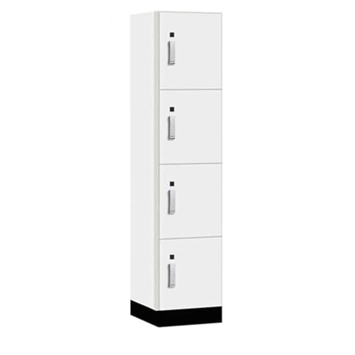 Salsbury 18 Wide Premier Wood Locker-Four Tier-1 Wide-6 Feet High-18” Deep-Arctic White-Silver Electronic Locks