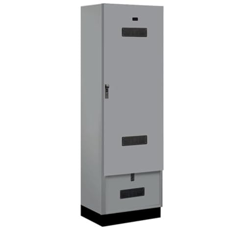Salsbury 24 Wide Premier Wood Gear Locker - 6 Feet High - 18 Inches Deep - Winter Fog - Black Hasps