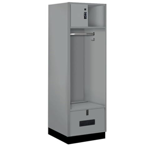 Salsbury 24 Wide Premier Wood Open Access Locker - 6 Feet High - 24 Inches Deep - Winter Fog - Black Resettable Locks