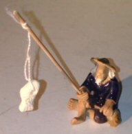 Ceramic Figurine Glazed Fisherman