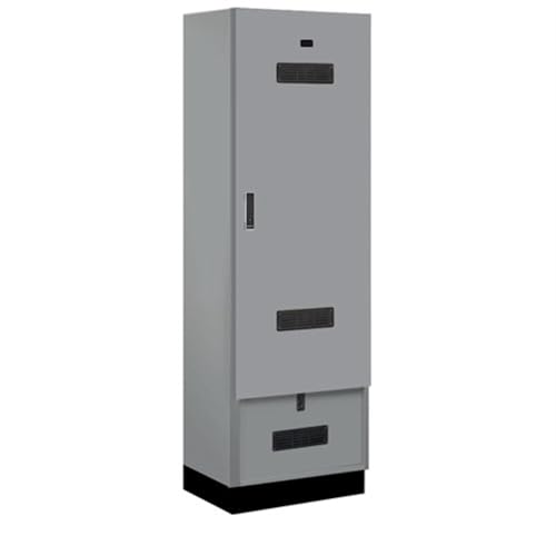 Salsbury 24 Wide Premier Wood Gear Locker - 6 Feet High - 18 Inches Deep - Winter Fog - Black Electronic Locks