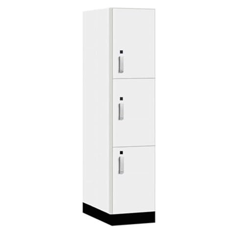 Salsbury 18 Wide Premier Wood Locker-Triple Tier-1 Wide-6 Feet High-24” Deep-Arctic White-Silver Electronic Locks