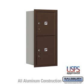 6 Door High Recessed Mounted 4C Horizontal Parcel Locker with 2 Parcel Lockers in Sandstone with Private Access - Rear Loading