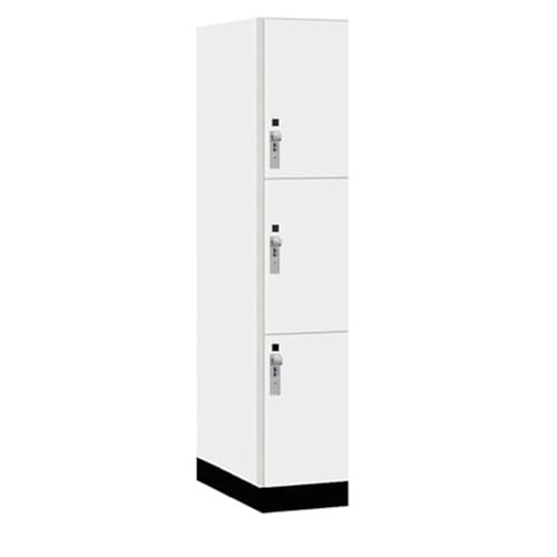 Salsbury 15 Wide Premier Wood Locker-Triple Tier-1 Wide-6 Feet High-24” Deep-Arctic White-Silver Hasps