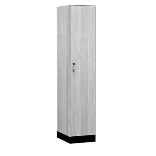Salsbury 15 Wide Premier Wood Locker-Single Tier-1 Wide-6 Feet High-21” Deep-Silver Teak-Silver Hasps