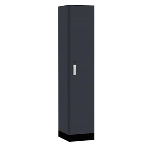 Salsbury 15 Wide Premier Wood Locker-Single Tier-1 Wide-6 Feet High-18” Deep-Carbon Mesh-Silver Electronic Locks