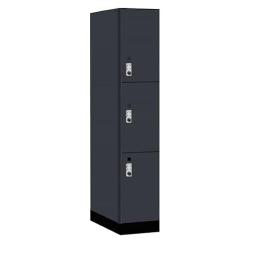 Salsbury 15 Wide Premier Wood Locker-Triple Tier-1 Wide-6 Feet High-24” Deep-Carbon Mesh-Silver Resettable Combination Locks