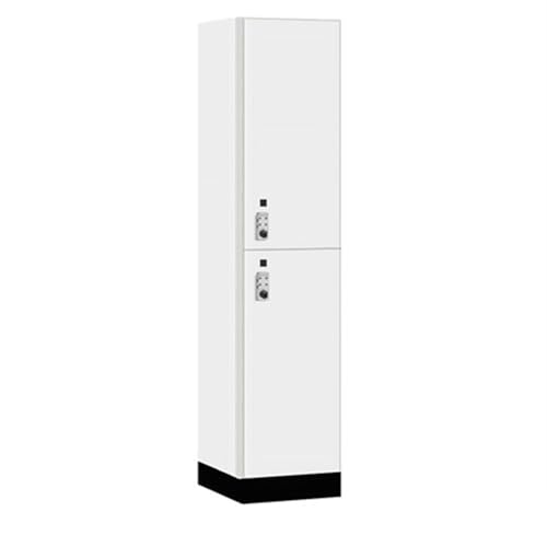 Salsbury 18 Wide Premier Wood Locker-Double Tier-1 Wide-6 Feet High-18” Deep-Arctic White-Silver Resettable Combination Locks