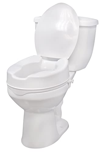Drive Medical Raised Toilet Seat With Lock And Lid, Standard Seat, 4