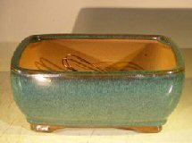 Green Ceramic Bonsai Pot - Rectangle Professional Series 8.25 x 6.25 x 4.0