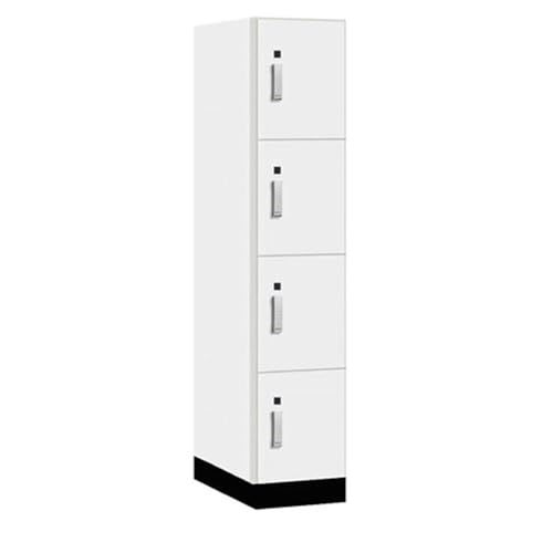 Salsbury 15 Wide Premier Wood Locker-Four Tier-1 Wide-6 Feet High-24” Deep-Arctic White-Silver Electronic Locks