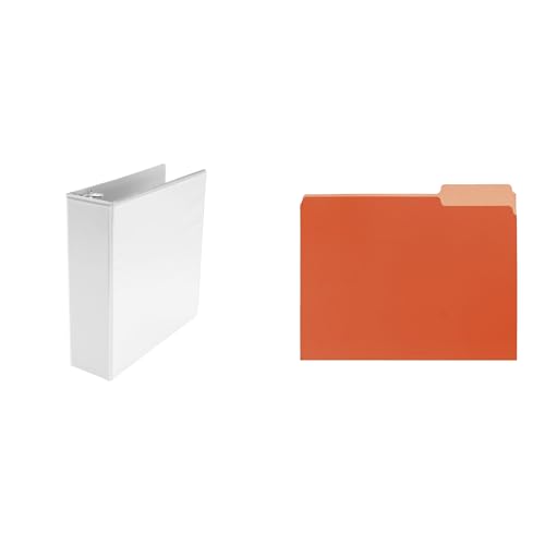 Casafoyer Polypropylene D-Ring View Binder & Mediumweight Stock 1/3 Cut File Folder Combo Kit for Organized Filing and Presentation