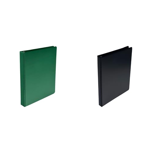 Casafoyer Round Ring Binder, Polypropylene, 1 Inch, Green and Casafoyer Polypropylene Round Ring View Binder, 1/2 Inch, Black Combo Kit for Office and School Organization