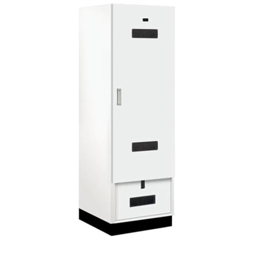 Salsbury 24 Wide Premier Wood Gear Locker - 6 Feet High - 24 Inches Deep - Arctic White - Silver Electronic Locks