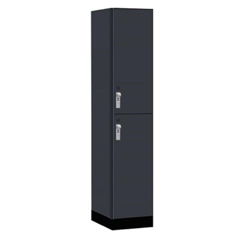 Salsbury 15 Wide Premier Wood Locker-Double Tier-1 Wide-6 Feet High-21” Deep-Carbon Mesh-Silver Hasps