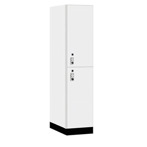 Salsbury 18 Wide Premier Wood Locker-Double Tier-1 Wide-6 Feet High-24” Deep-Arctic White-Silver Resettable Combination Locks