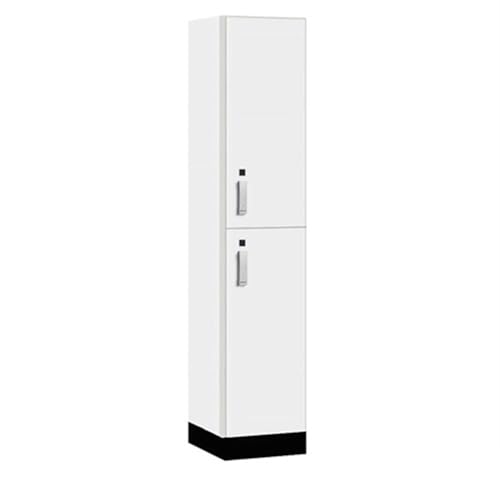 Salsbury 15 Wide Premier Wood Locker-Double Tier-1 Wide-6 Feet High-18” Deep-Arctic White-Silver Electronic Locks