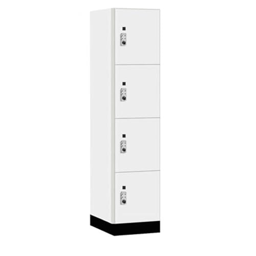 Salsbury 18 Wide Premier Wood Locker-Four Tier-1 Wide-6 Feet High-21” Deep-Arctic White-Silver Resettable Combination Locks