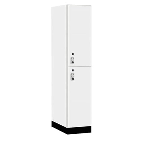Salsbury 15 Wide Premier Wood Locker-Double Tier-1 Wide-6 Feet High-24” Deep-Arctic White-Silver Resettable Combination Locks