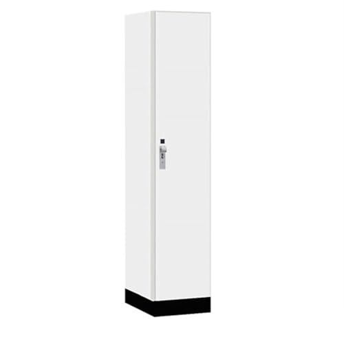 Salsbury 15 Wide Premier Wood Locker-Single Tier-1 Wide-6 Feet High-21” Deep-Arctic White-Silver Hasps