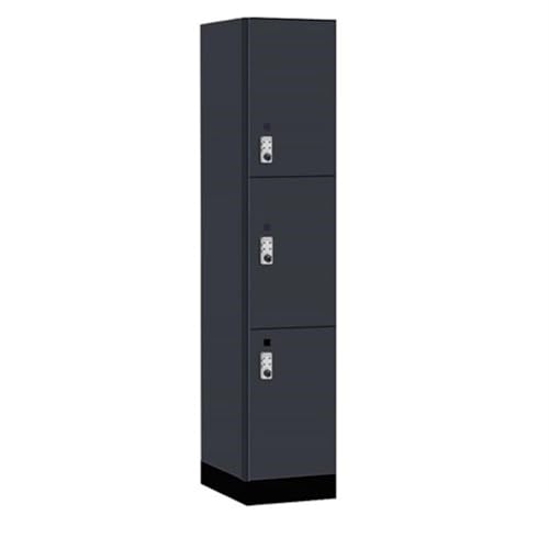 Salsbury 15 Wide Premier Wood Locker-Triple Tier-1 Wide-6 Feet High-21” Deep-Carbon Mesh-Silver Resettable Combination Locks