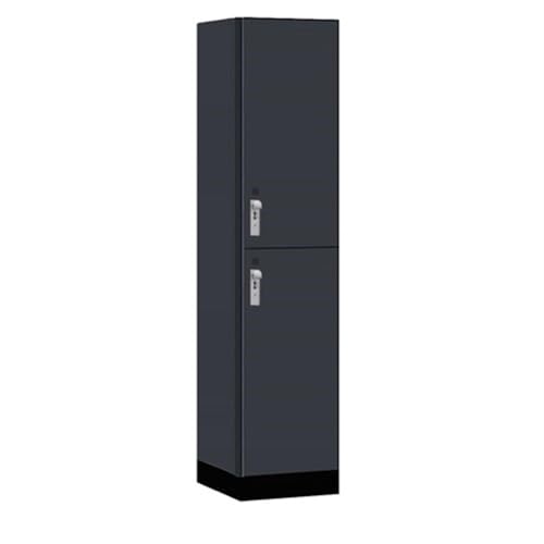 Salsbury 18 Wide Premier Wood Locker-Double Tier-1 Wide-6 Feet High-18” Deep-Carbon Mesh-Silver Hasps