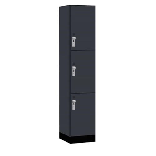Salsbury 15 Wide Premier Wood Locker-Triple Tier-1 Wide-6 Feet High-18” Deep-Carbon Mesh-Silver Hasps