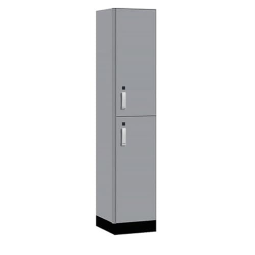Salsbury 15 Wide Premier Wood Locker-Double Tier-1 Wide-6 Feet High-18” Deep-Winter Fog-Silver Electronic Locks