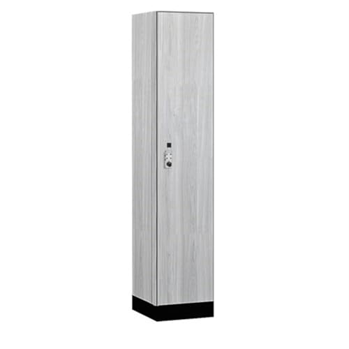 Salsbury 15 Wide Premier Wood Locker-Single Tier-1 Wide-6 Feet High-18” Deep-Silver Teak-Silver Resettable Combination Locks