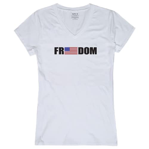 Graphic V-Neck, Freedom, White, XL