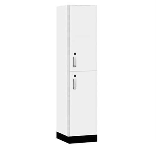 Salsbury 18 Wide Premier Wood Locker-Double Tier-1 Wide-6 Feet High-18” Deep-Arctic White-Silver Electronic Locks