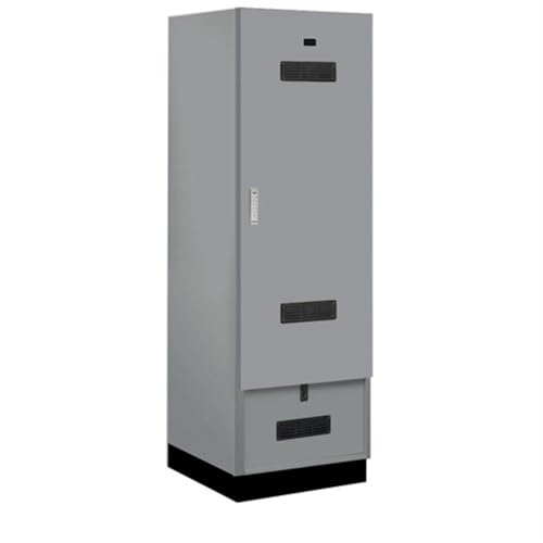 Salsbury 24 Wide Premier Wood Gear Locker - 6 Feet High - 24 Inches Deep - Winter Fog - Silver Electronic Locks