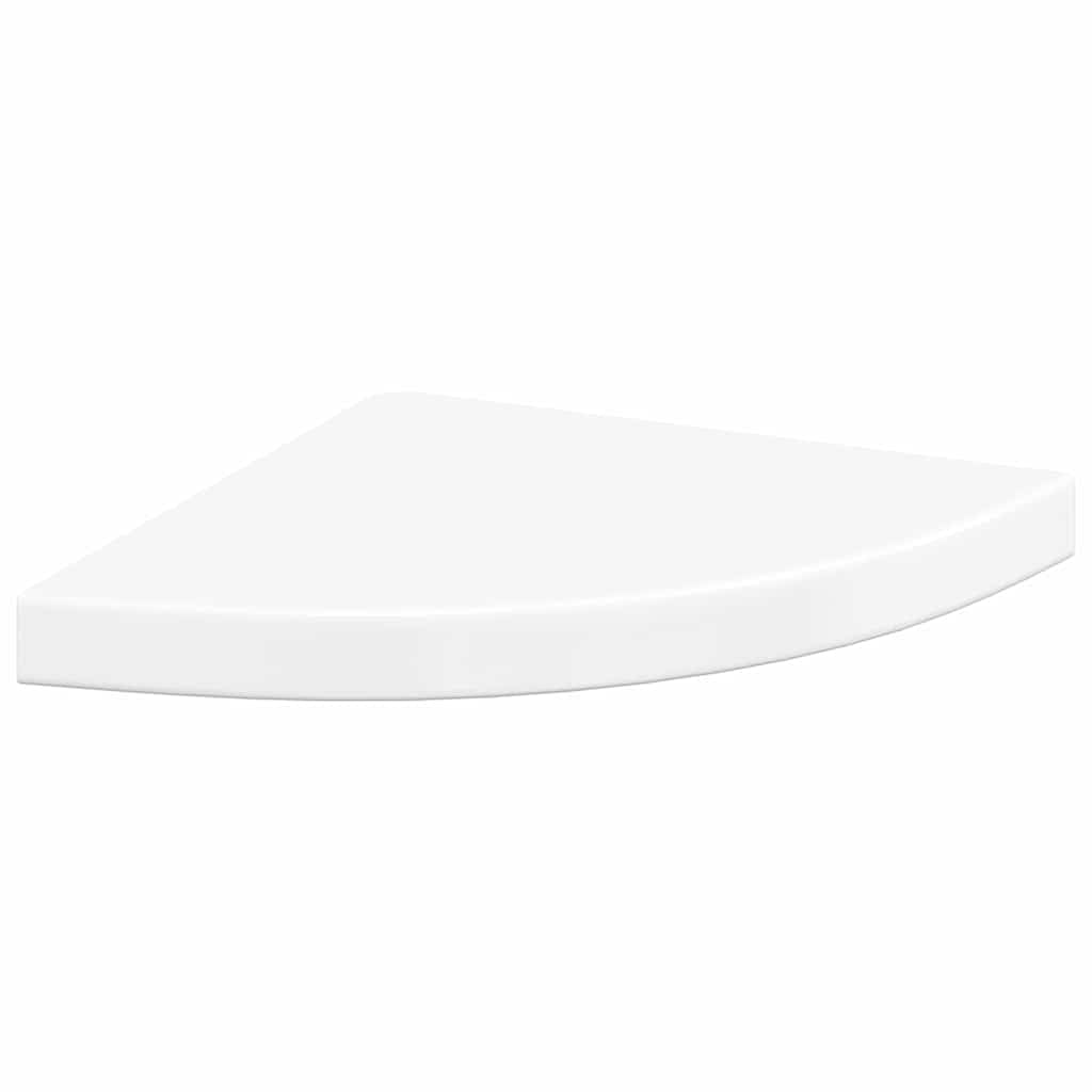 vidaXL Floating Corner Shelf High Gloss White 13.8x13.8"x1.5" MDF"