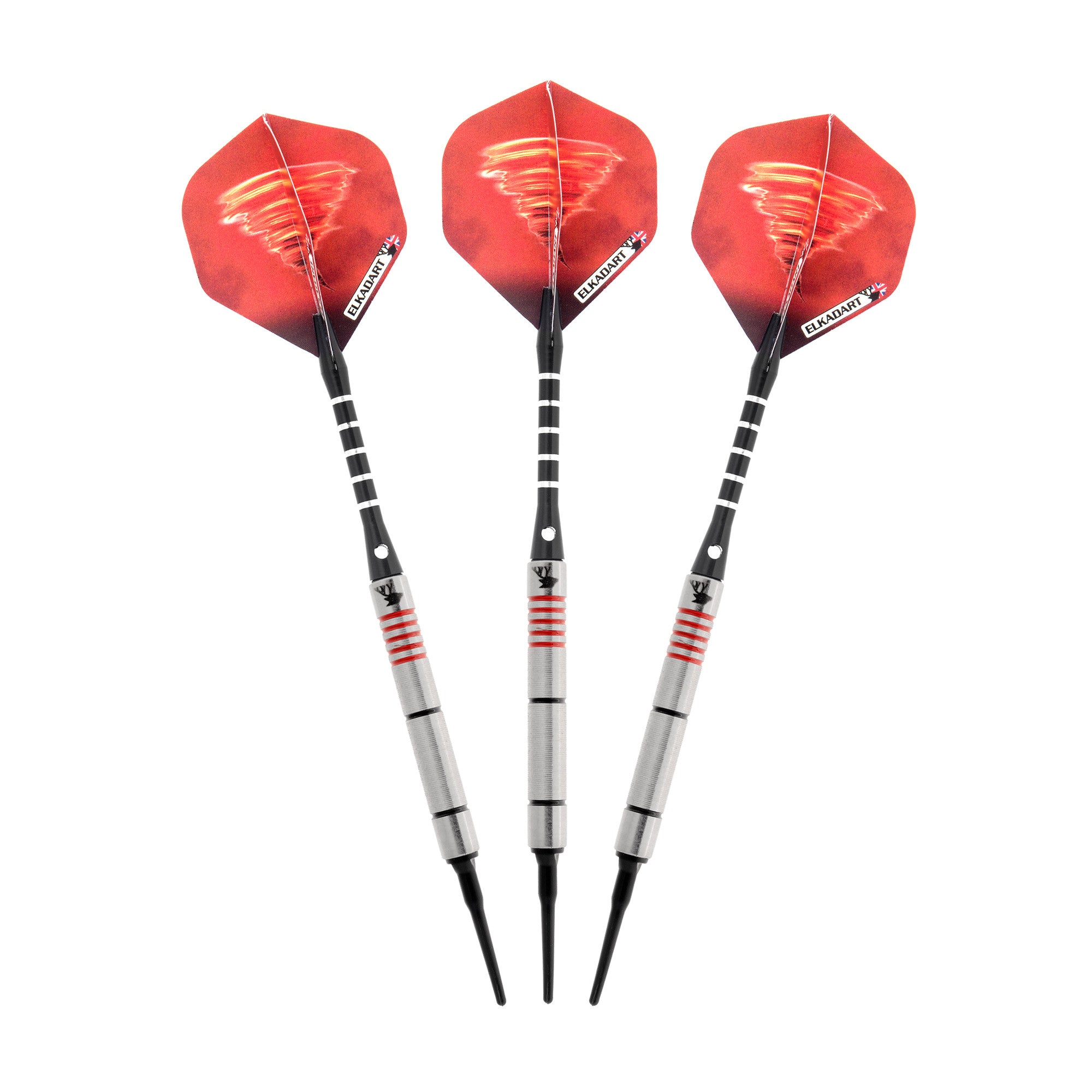 Elkadart Tornado Tungsten Soft Tip Dart Set 4 Red And 2 Black Rings 18 Grams