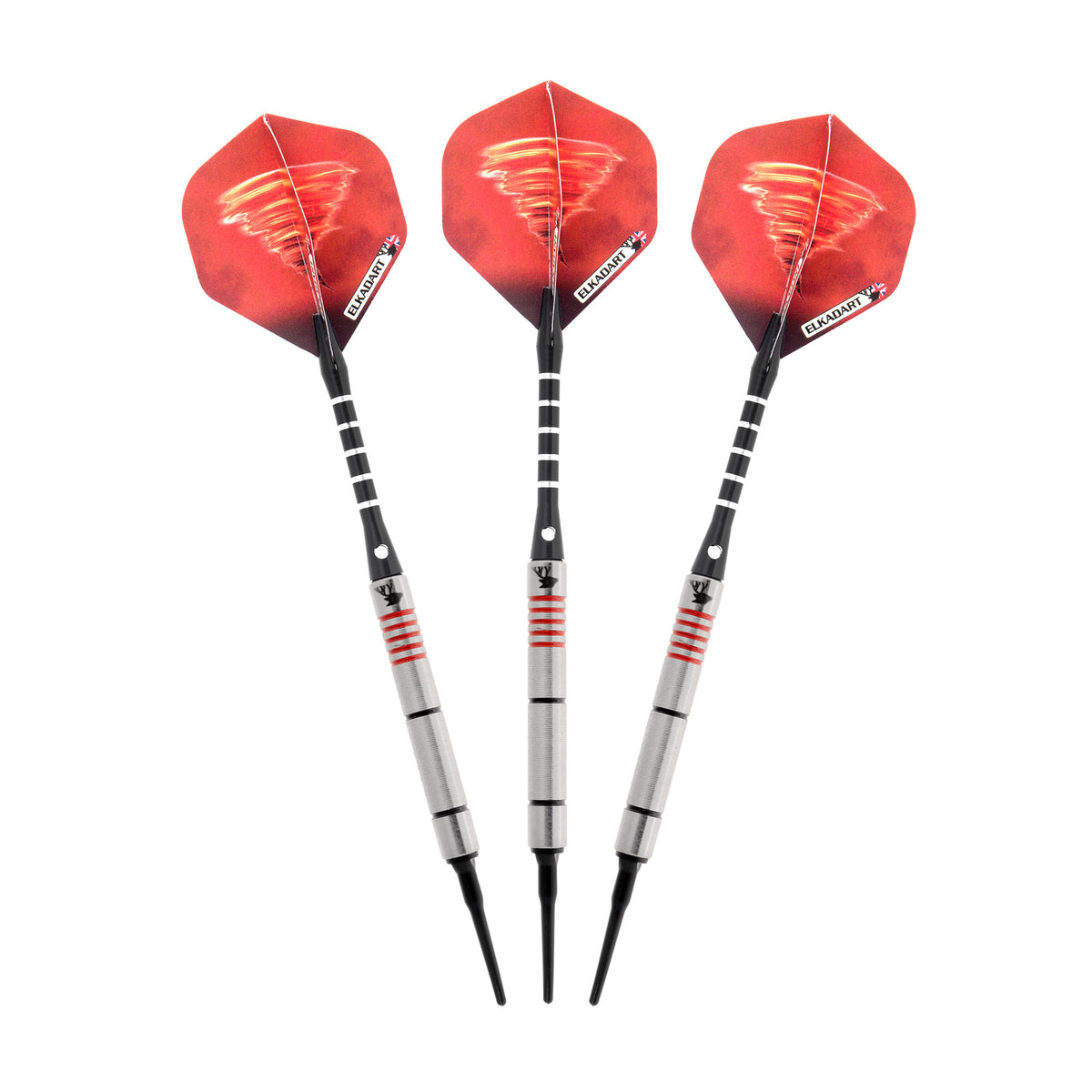 Elkadart Tornado Tungsten Soft Tip Dart Set 4 Red And 2 Black Rings 18 Grams