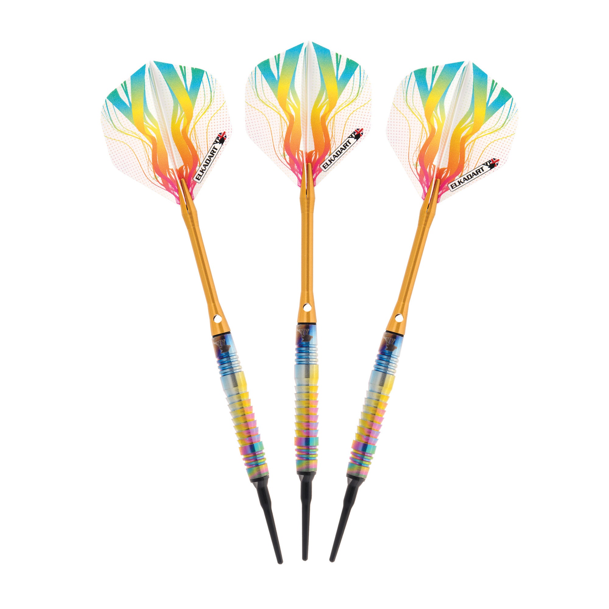 Elkadart Rainbow 90% Tungsten Soft Tip Darts Multi Color Titanium Coating 18 Grams - 21-3153-18