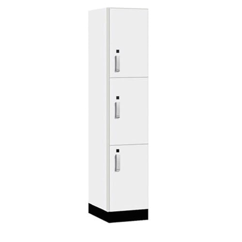 Salsbury 15 Wide Premier Wood Locker-Triple Tier-1 Wide-6 Feet High-21” Deep-Arctic White-Silver Electronic Locks