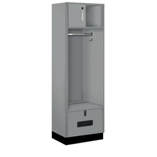 Salsbury 24 Wide Premier Wood Open Access Locker - 6 Feet High - 18 Inches Deep - Winter Fog - Silver Electronic Locks