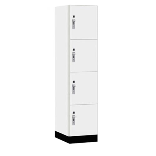 Salsbury 18 Wide Premier Wood Locker-Four Tier-1 Wide-6 Feet High-21” Deep-Arctic White-Silver Hasps