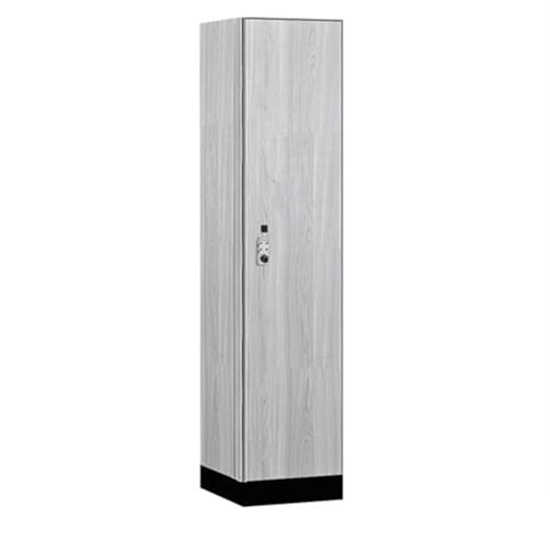 Salsbury 18 Wide Premier Wood Locker-Single Tier-1 Wide-6 Feet High-18” Deep-Silver Teak-Silver Resettable Combination Locks