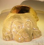 Olive Green Dog Planter<br>12.5 x 8.0 x 4