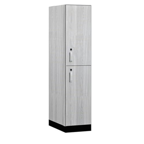 Salsbury 18 Wide Premier Wood Locker-Double Tier-1 Wide-6 Feet High-24” Deep-Silver Teak-Silver Electronic Locks