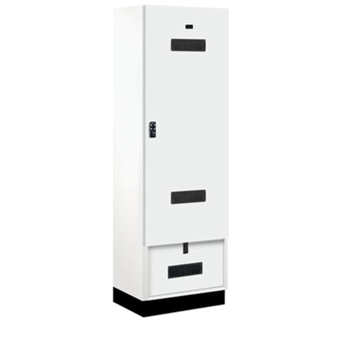 Salsbury 24 Wide Premier Wood Gear Locker - 6 Feet High - 18 Inches Deep - Arctic White - Black Resettable Locks