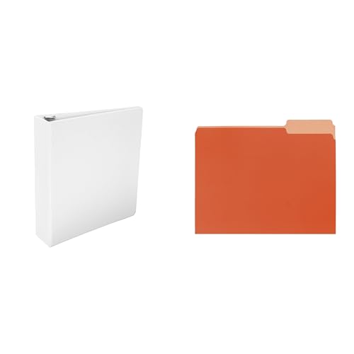 Casafoyer Polypropylene Round Ring Binder 2 in & Mediumweight Stock Reversible File Folder Combo Kit for Professional Organization