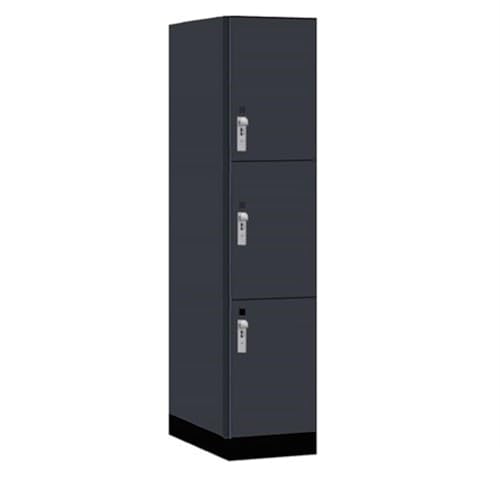 Salsbury 18 Wide Premier Wood Locker-Triple Tier-1 Wide-6 Feet High-24” Deep-Carbon Mesh-Silver Hasps
