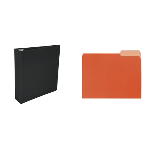 Casafoyer Polypropylene D-Ring Binder and Mediumweight Stock Reversible File Folder Combo Kit for Office Organization